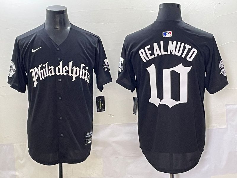Men 2025 Philadelphia Phillies #10 Realmuto Black Five generations Joint Name Nike MLB Jersey style 2